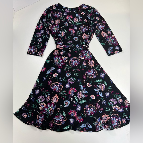 Leota Libby Faux Wrap Knit Dress Size Small New With Tags Dark Floral - Picture 4 of 13